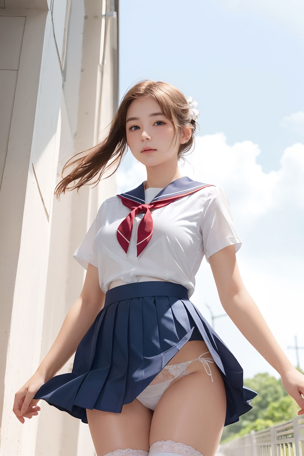 サンプル画像4:【パンチラAIイラスト】癒しの白いパンチラ集500枚〜パート 2(ホワイトいらすと) [d_449043]