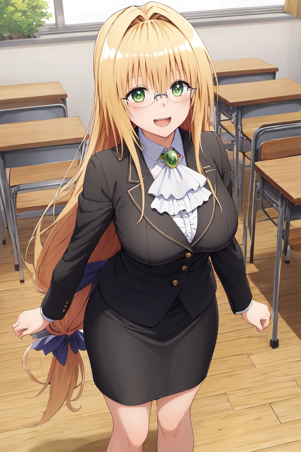 サンプル画像1:金髪巨乳眼鏡ドジっ子教師・ティ●ーユ先生のHなイラスト集！(アトリエわたあめ) [d_449217]