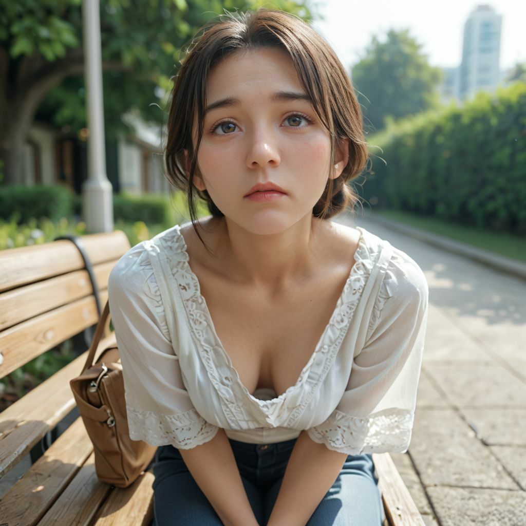 サンプル画像1:公園でママ友に出会ったのだが、 いろいろ見えそうで 目のやり場に困っている僕 6(ムネキュンAI妄想) [d_449246]