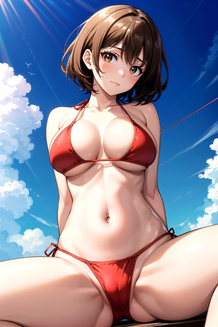 サンプル画像1:茶髪ショートちゃんとビーチでイチャラブSEX(aru’s art studio) [d_449445]