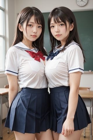 サンプル画像4:【443枚】W巨乳の乳合わせ(AIグラビアRIU) [d_449473]