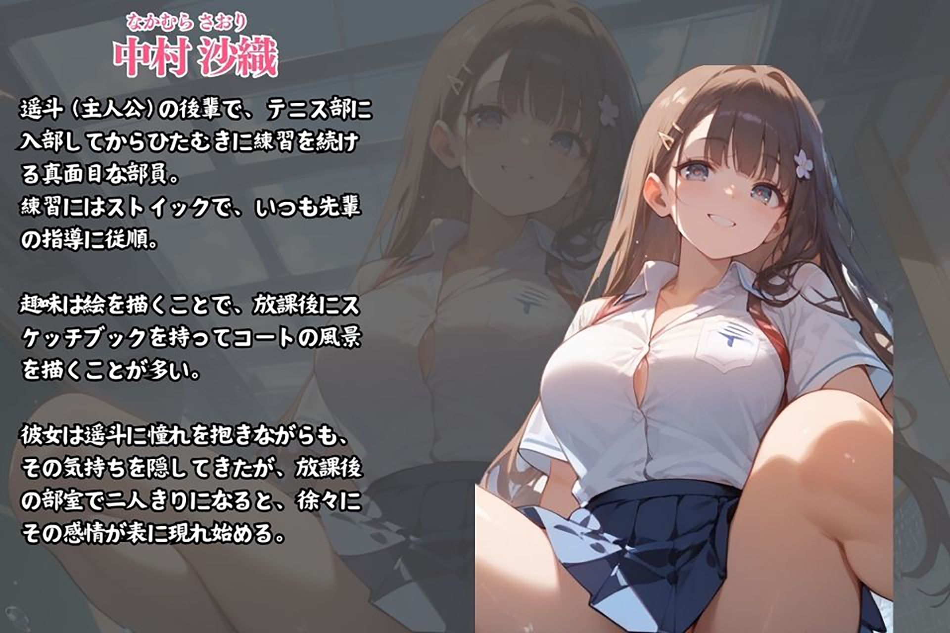 サンプル画像1:放課後の部室で先輩と夜のダブルスが始まった件【セリフ/擬音付き】(夜のたしなみ) [d_449810]