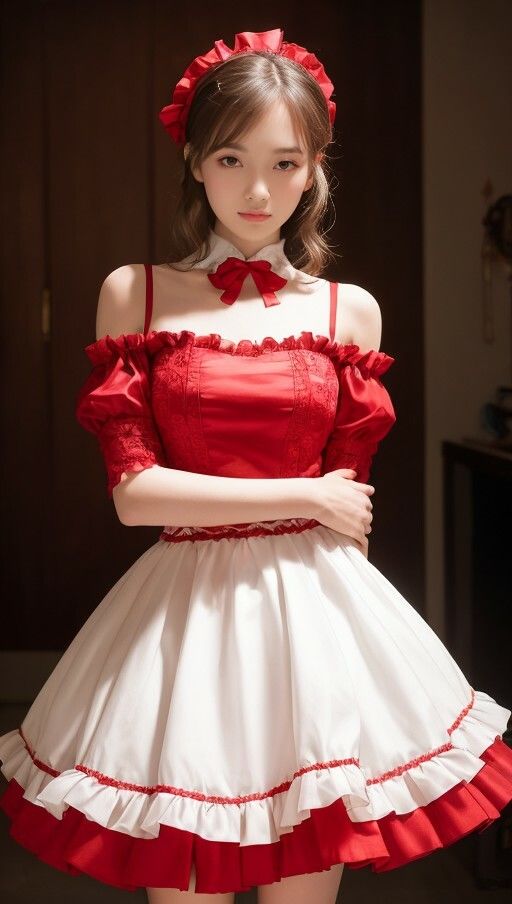 サンプル画像1:赤ドレスでパシャリ写真集(666のAI美女倶楽部) [d_449952]