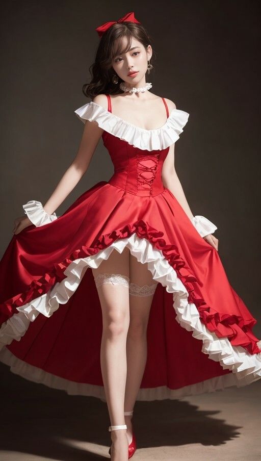 サンプル画像3:赤ドレスでパシャリ写真集(666のAI美女倶楽部) [d_449952]