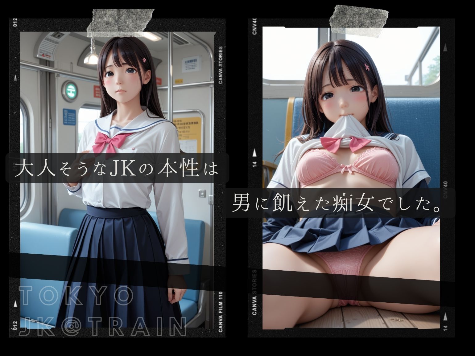 サンプル画像1:痴女JKの露出セックス – 東京露出電車-イラストver.(東京露出少女) [d_450152]