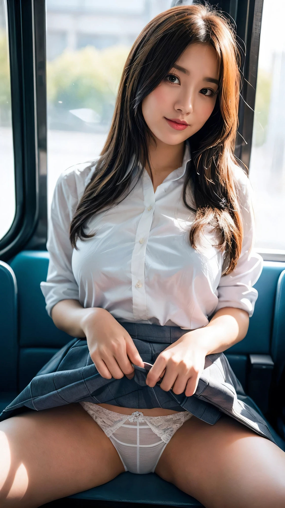 サンプル画像3:電車で見つけた秘密 楽しそうな痴女(AI美女ギャラリー) [d_450199]