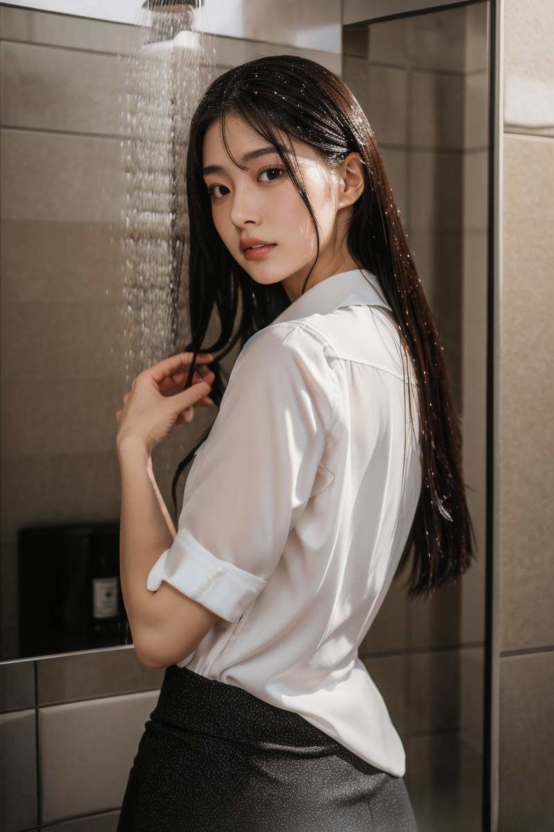 サンプル画像2:AIグラビア写真集 オフィスの天使たち シャワールーム編(変態マスクさん) [d_450334]