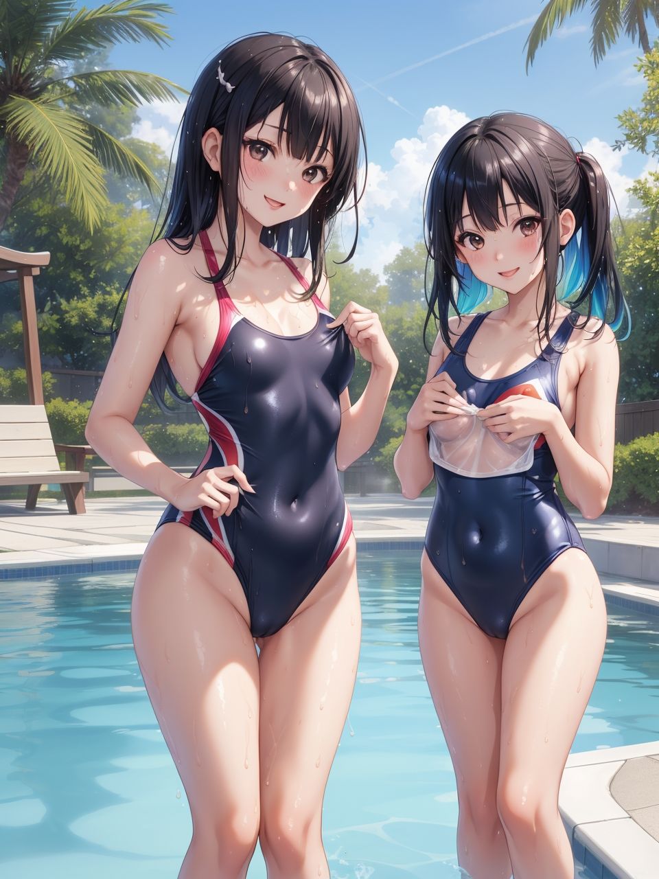 サンプル画像1:競泳水着の美少女たち〜AIイラスト集〜(くりきんとん) [d_450409]