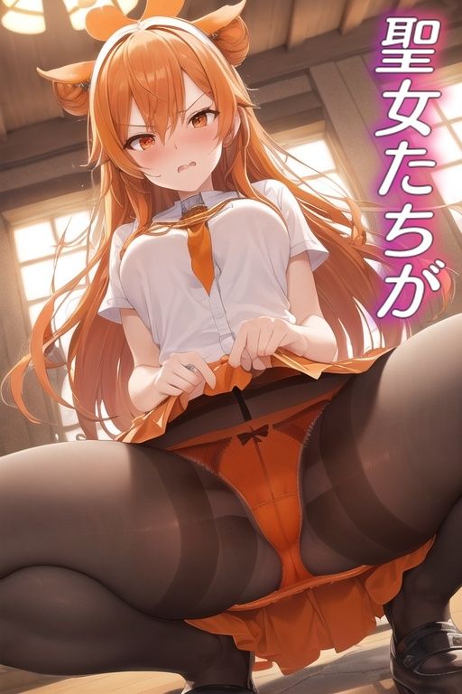 サンプル画像1:嫌な顔してパンツ見せてくる女の子〜聖女編〜(AIパンツ部) [d_450916]