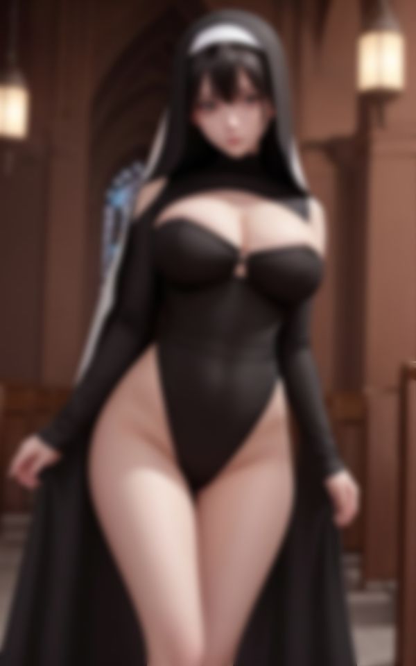 サンプル画像2:教会で露出する変態巨乳シスターの日常(AI製作LABO) [d_451068]