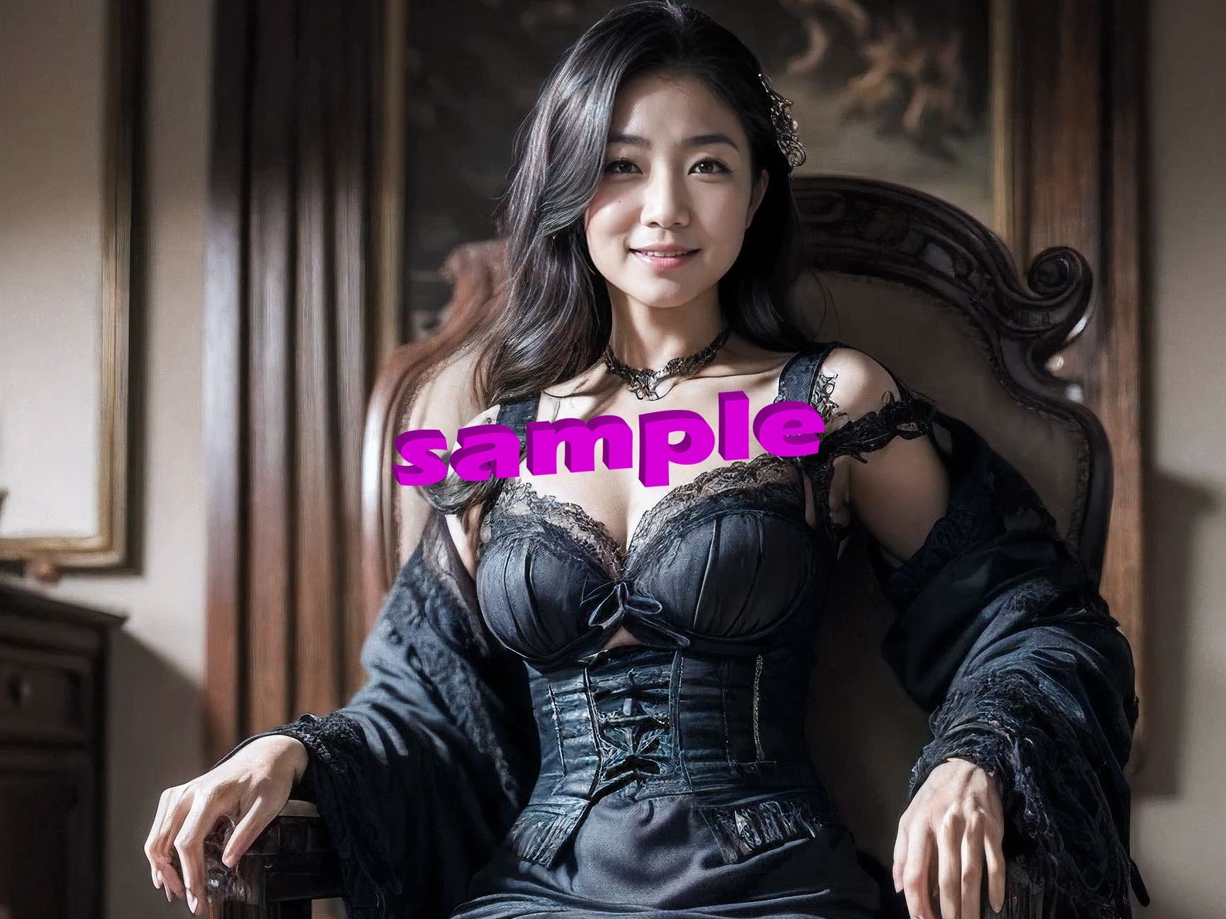 サンプル画像1:【AI】‘熟女’ゴシックファッションとアンティーク(熟女コレクション) [d_451081]