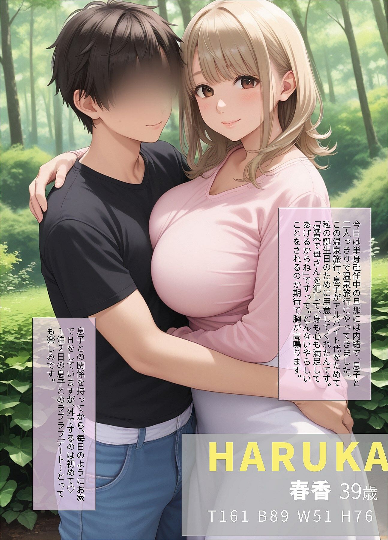 サンプル画像1:母子温泉旅行 大好きな息子とセックス三昧の旅行を満喫してきました(階段二輪) [d_451538]