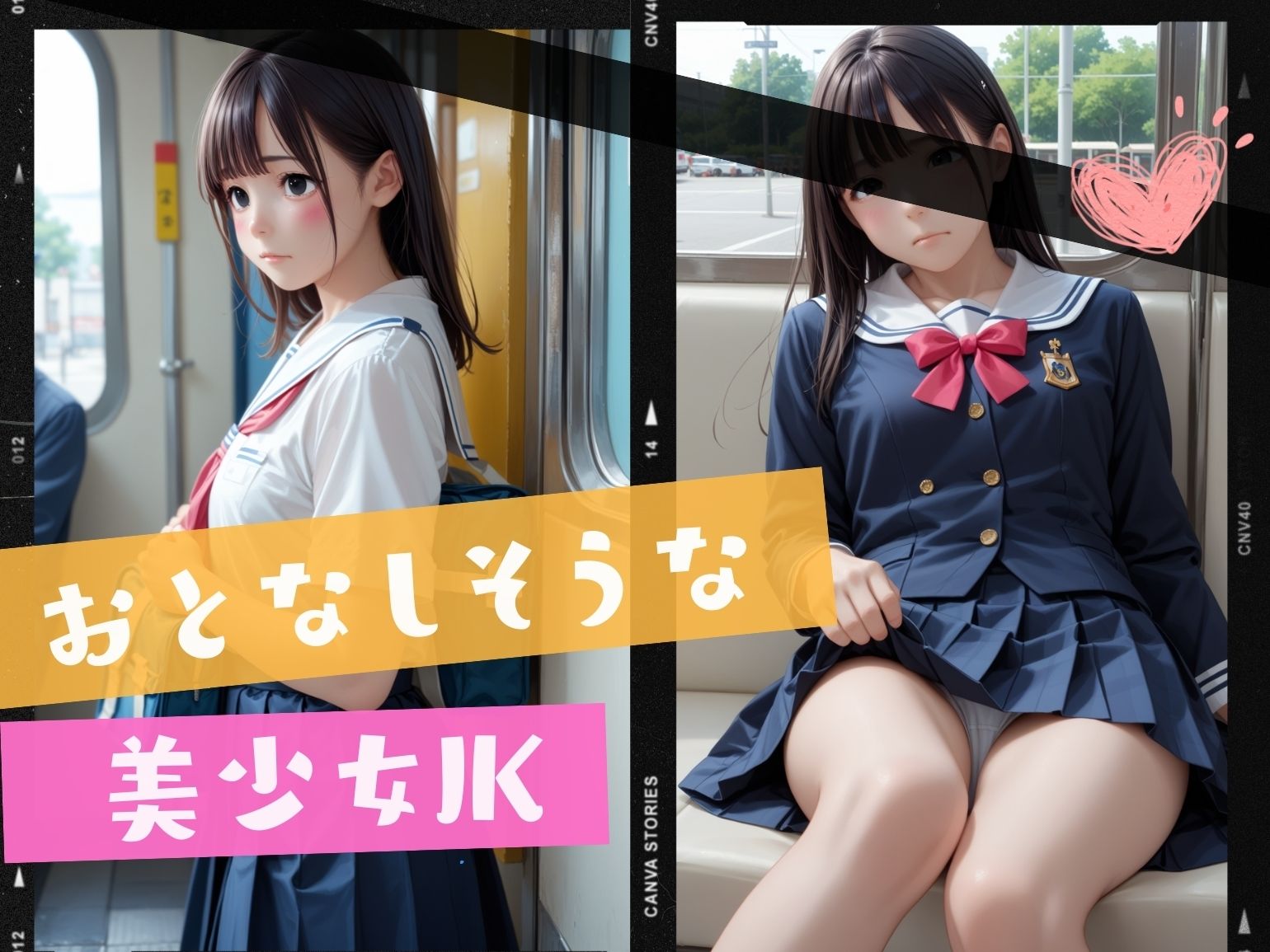 サンプル画像1:電車の中で変態露出！一見大人しいJKの過激なセックス – イラストver.(えちえちJK 誘惑ch.) [d_451758]