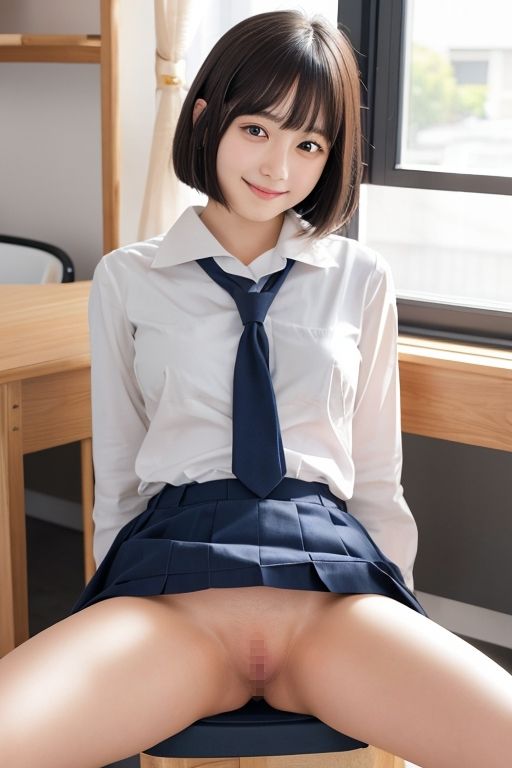 サンプル画像1:開脚女子校生2 黒髪ボブカット編(AI娘堂) [d_452066]