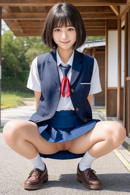 サンプル画像3:開脚女子校生2 黒髪ボブカット編(AI娘堂) [d_452066]