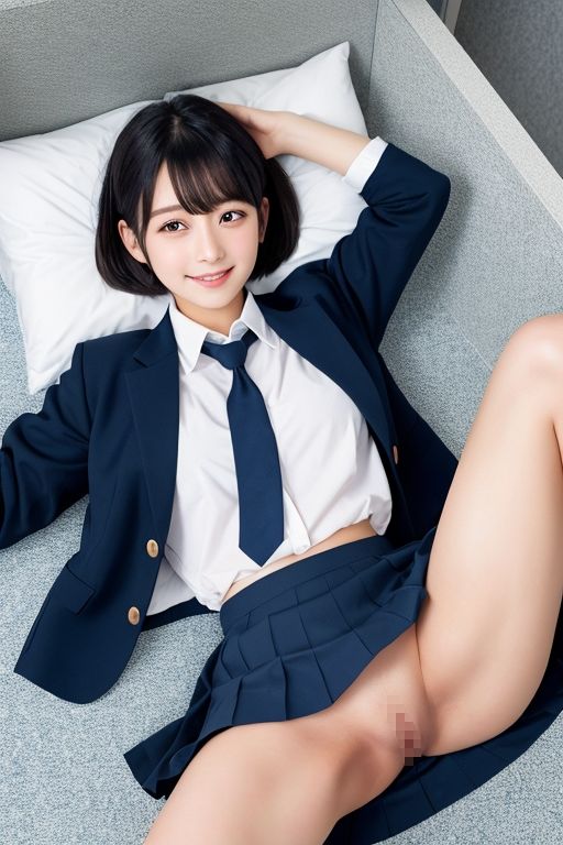 サンプル画像5:開脚女子校生2 黒髪ボブカット編(AI娘堂) [d_452066]