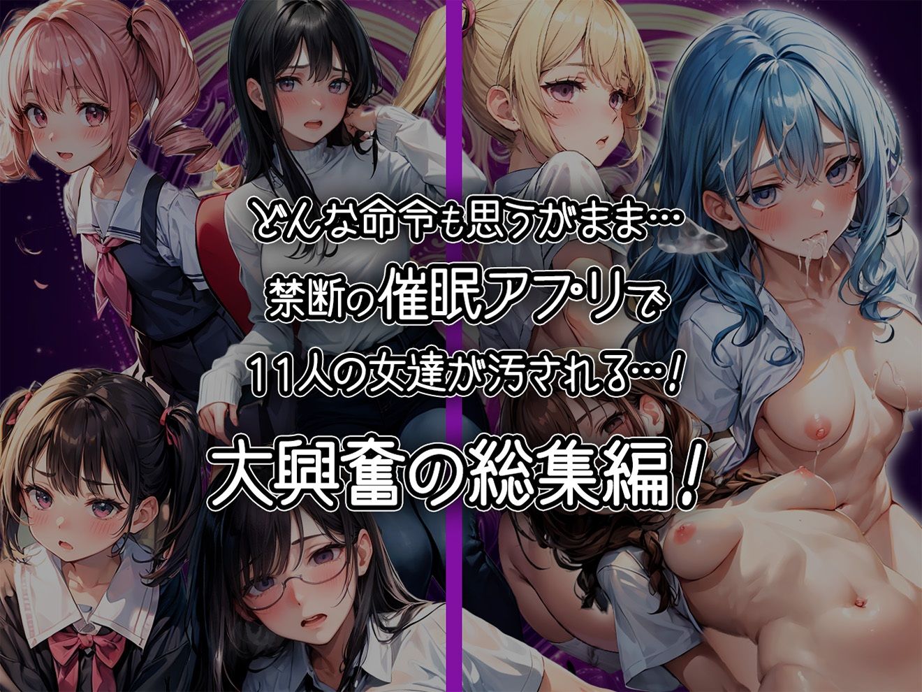 サンプル画像1:11人の女子校生を催●アプリで洗脳支配して中出ししまくる総集編【セリフ付き】(aiもみむ出版) [d_452088]