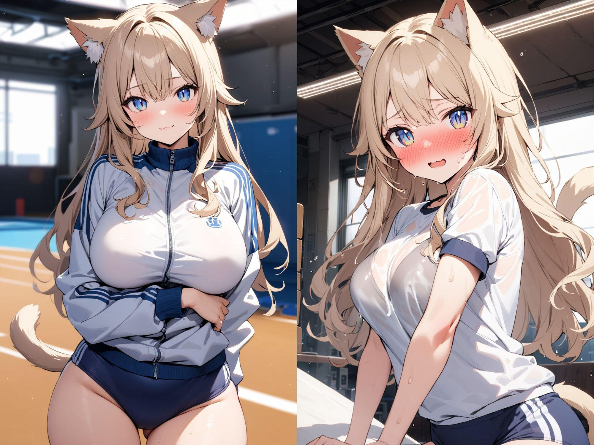 サンプル画像4:異世界学園:幼馴染の猫獣人JKとスクールライフ！授業中に体育館倉庫で汗だく中出しSEX！！(聖水の彼方) [d_452779]