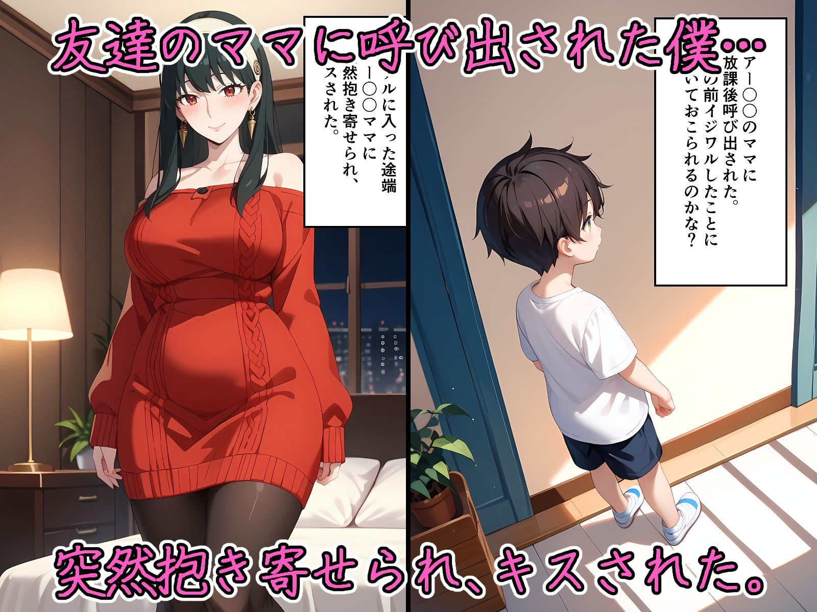 サンプル画像1:同級生の美人ママに逆レ〇プされちゃった僕。その後、ママの友達にも襲われて(ガンジーガム) [d_453416]