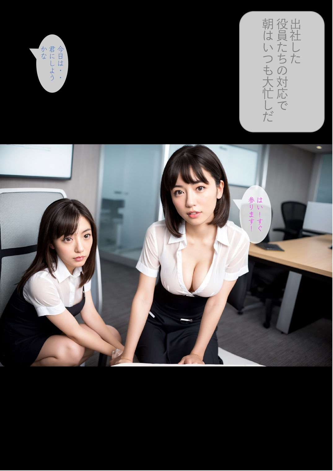 サンプル画像4:［ストーリー＋大量画像］美人揃いの秘書課は中出し性処理担当(顔面最強美双子（AI2Twins）) [d_453466]