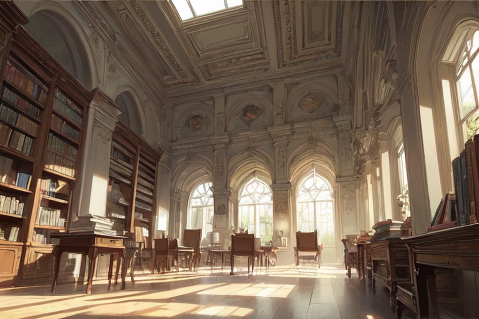 サンプル画像4:魔法学園/プール・図書室 素材(豊川内角) [d_453520]