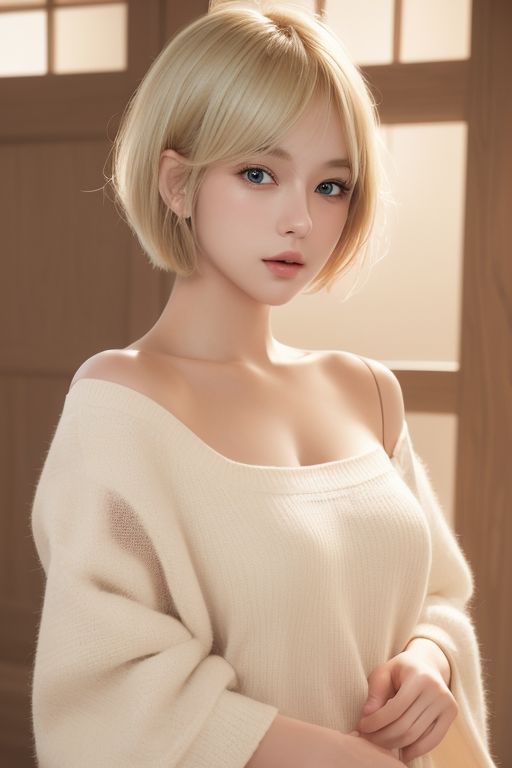 サンプル画像2:金髪ショートカット美女研究File1(AI美少女研究所) [d_453621]