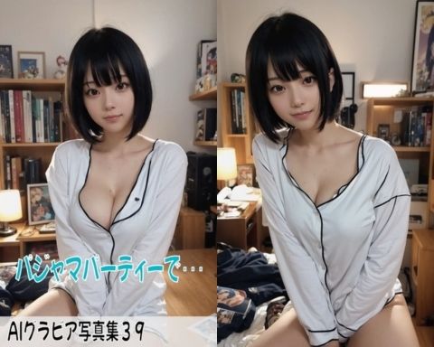 サンプル画像1:AIグラビア写真集39〜パジャマパーティーで・・・〜(ねも) [d_453693]