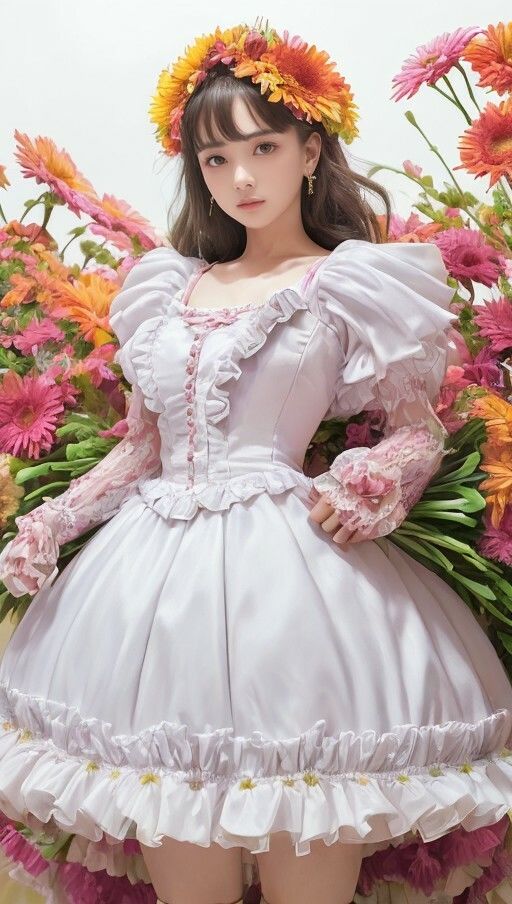 サンプル画像1:ガーベラとドレスでパシャリ写真集(666のAI美女倶楽部) [d_453778]