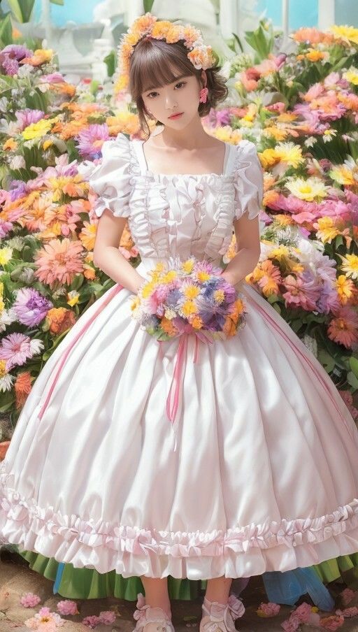 サンプル画像3:ガーベラとドレスでパシャリ写真集(666のAI美女倶楽部) [d_453778]