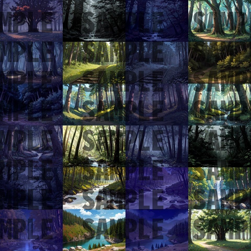 サンプル画像1:【背景イラスト】山森川背景パック348枚【TRPG背景素材/CoC】【昼夜差分/季節差分】(TRPG素材商店なな) [d_454606]