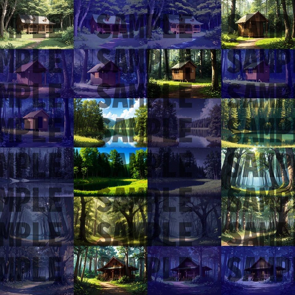 サンプル画像2:【背景イラスト】山森川背景パック348枚【TRPG背景素材/CoC】【昼夜差分/季節差分】(TRPG素材商店なな) [d_454606]