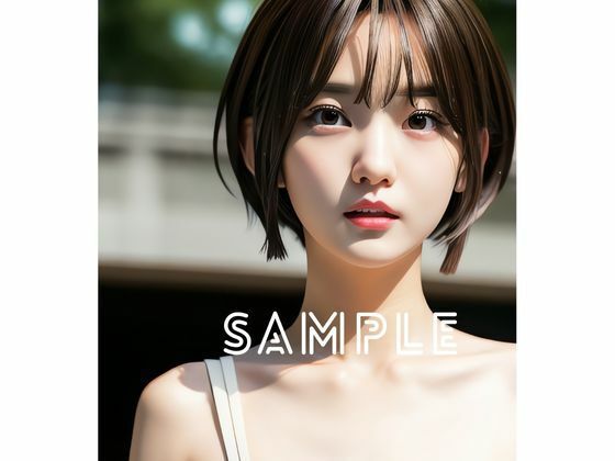 サンプル画像2:見つめるショートヘア細身の清楚美女！(雫) [d_454644]