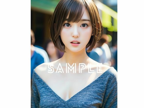 サンプル画像4:見つめるショートヘア細身の清楚美女！(雫) [d_454644]