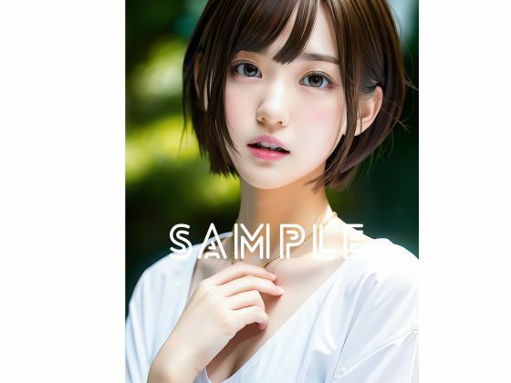 サンプル画像6:見つめるショートヘア細身の清楚美女！(雫) [d_454644]