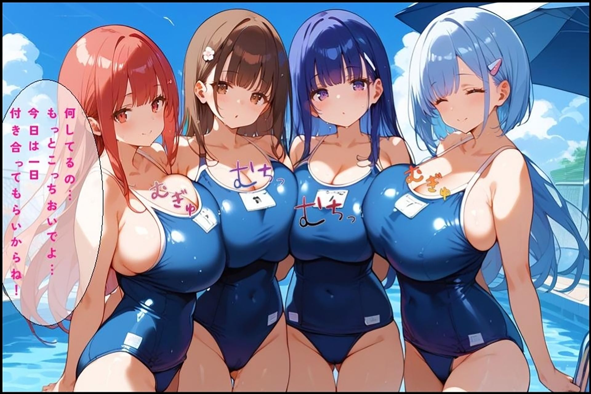 サンプル画像5:プールに遊びに行ったら爆乳女子たちに溺れた話(爆乳素人) [d_454671]