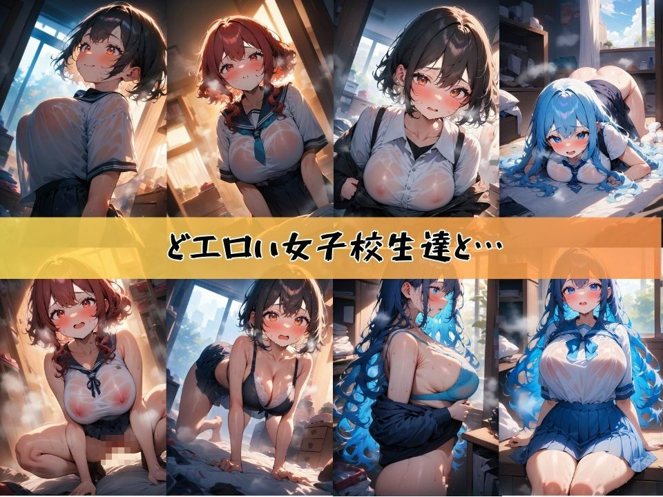 サンプル画像1:どエロい爆乳女子校生達と汗だくセックスする話＃1(J Butterfly) [d_455298]