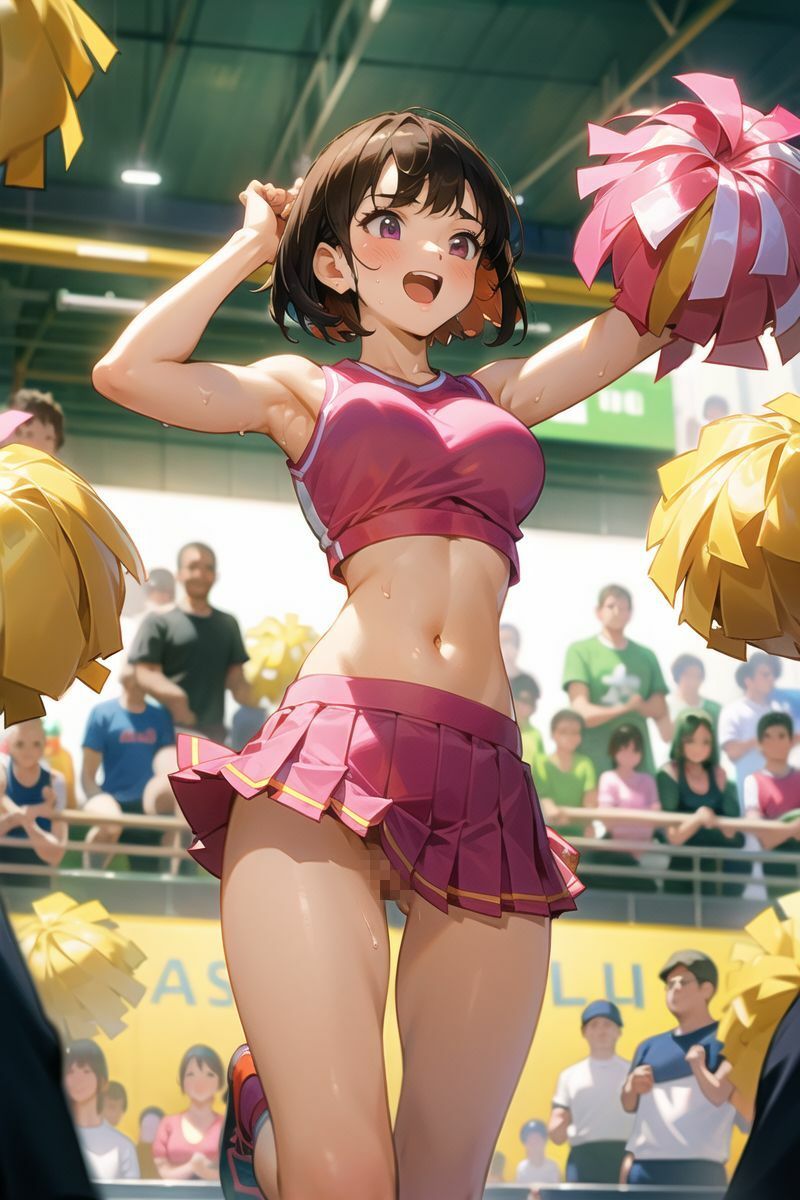 サンプル画像2:ま〇こで応援！ノーパンチアリーダー(ピンク寺) [d_455559]