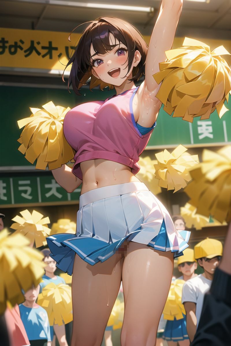 サンプル画像3:ま〇こで応援！ノーパンチアリーダー(ピンク寺) [d_455559]