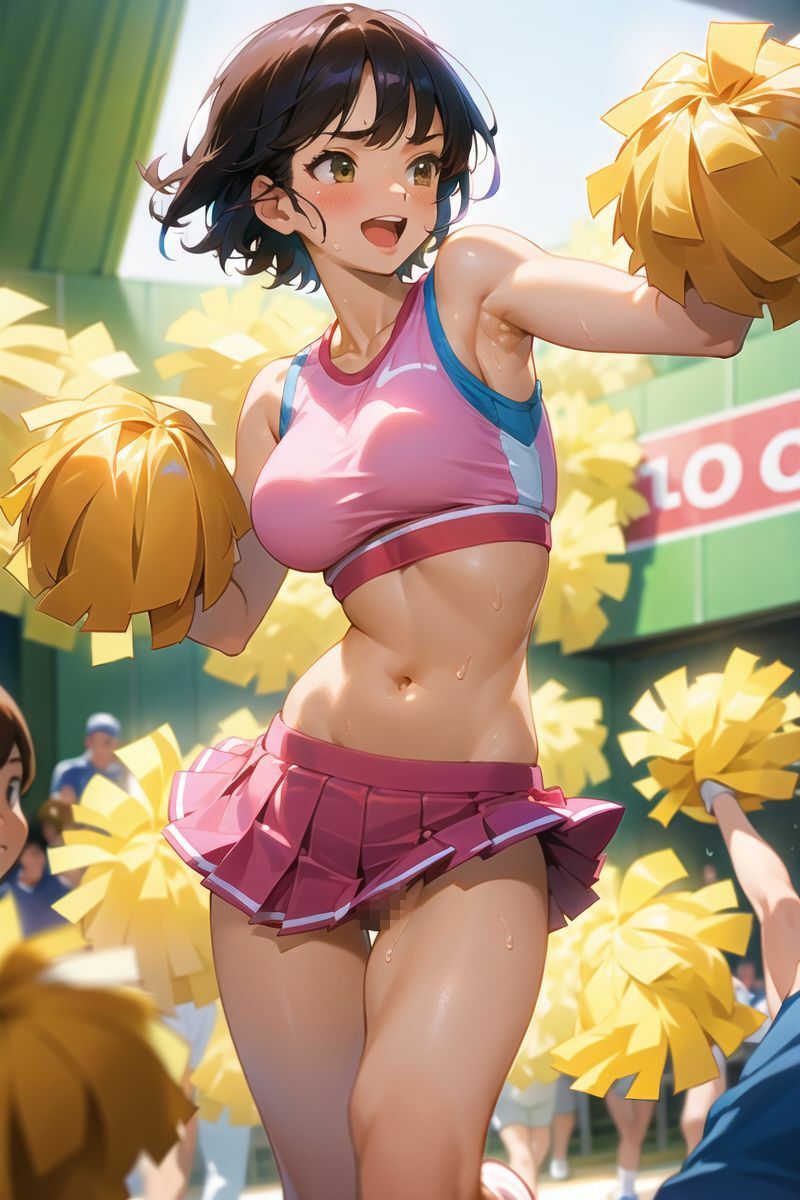 サンプル画像4:ま〇こで応援！ノーパンチアリーダー(ピンク寺) [d_455559]