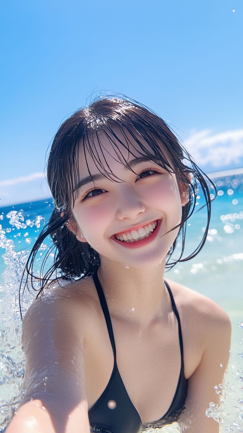 サンプル画像4:【水着】可愛いAI彼女シリーズ vol.001(AI Artist JP) [d_455938]