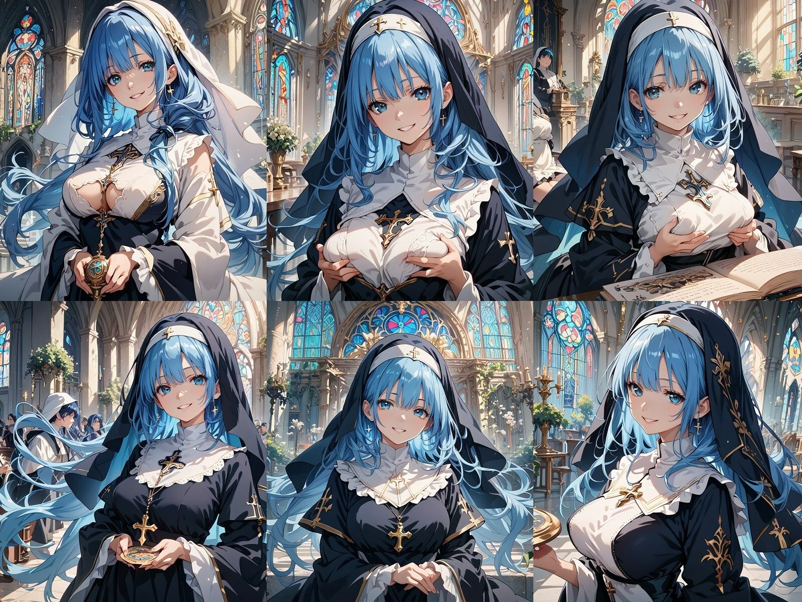 サンプル画像1:青髪シスターが中出しセックスでビッチになりアヘ顔をキメた件(ビッチ化計画) [d_456196]