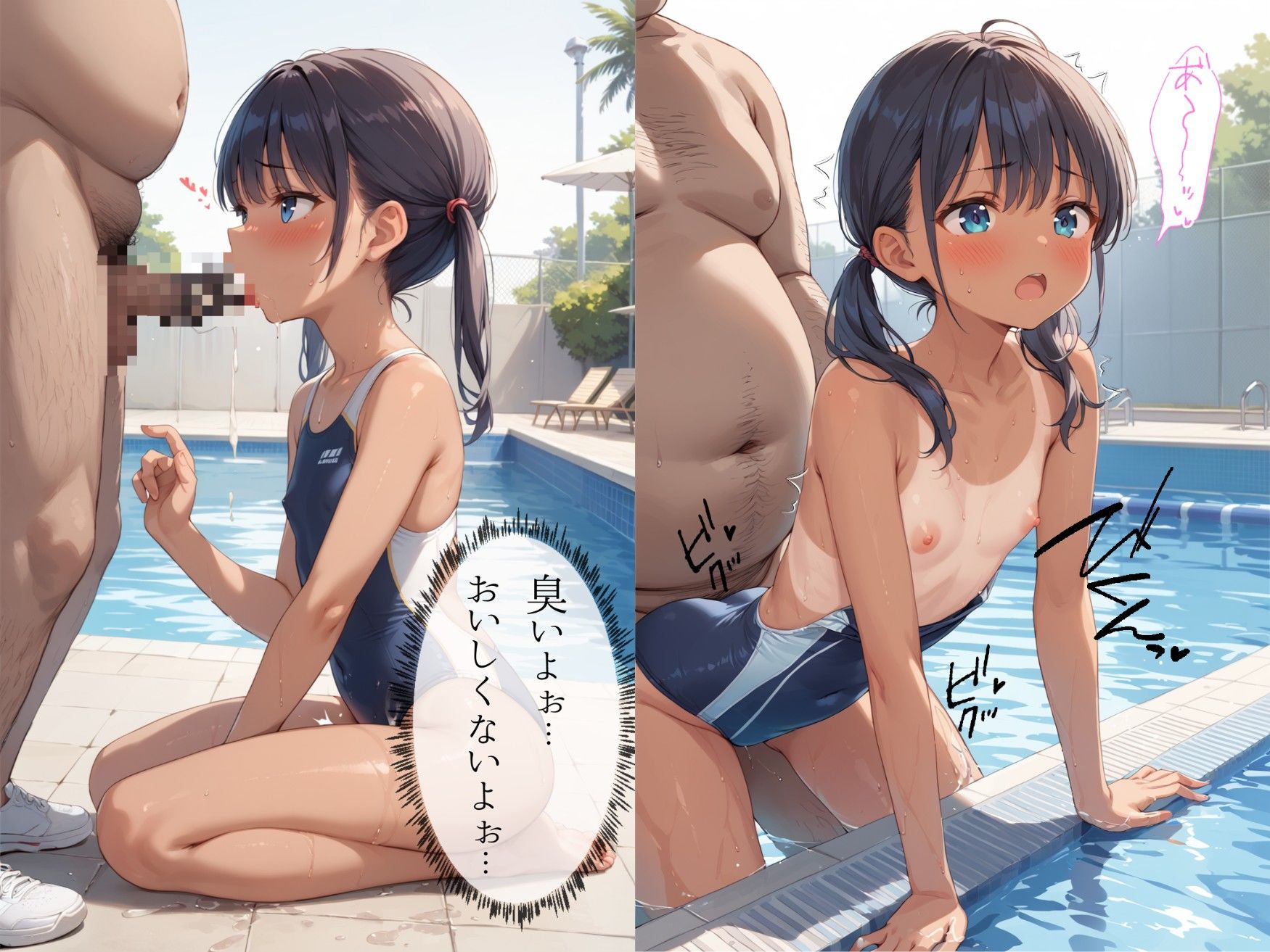 サンプル画像3:変態おじさんに市民プールで犯◯れる話【133枚擬音あり】(りんりんあーと@いらすと) [d_456732]