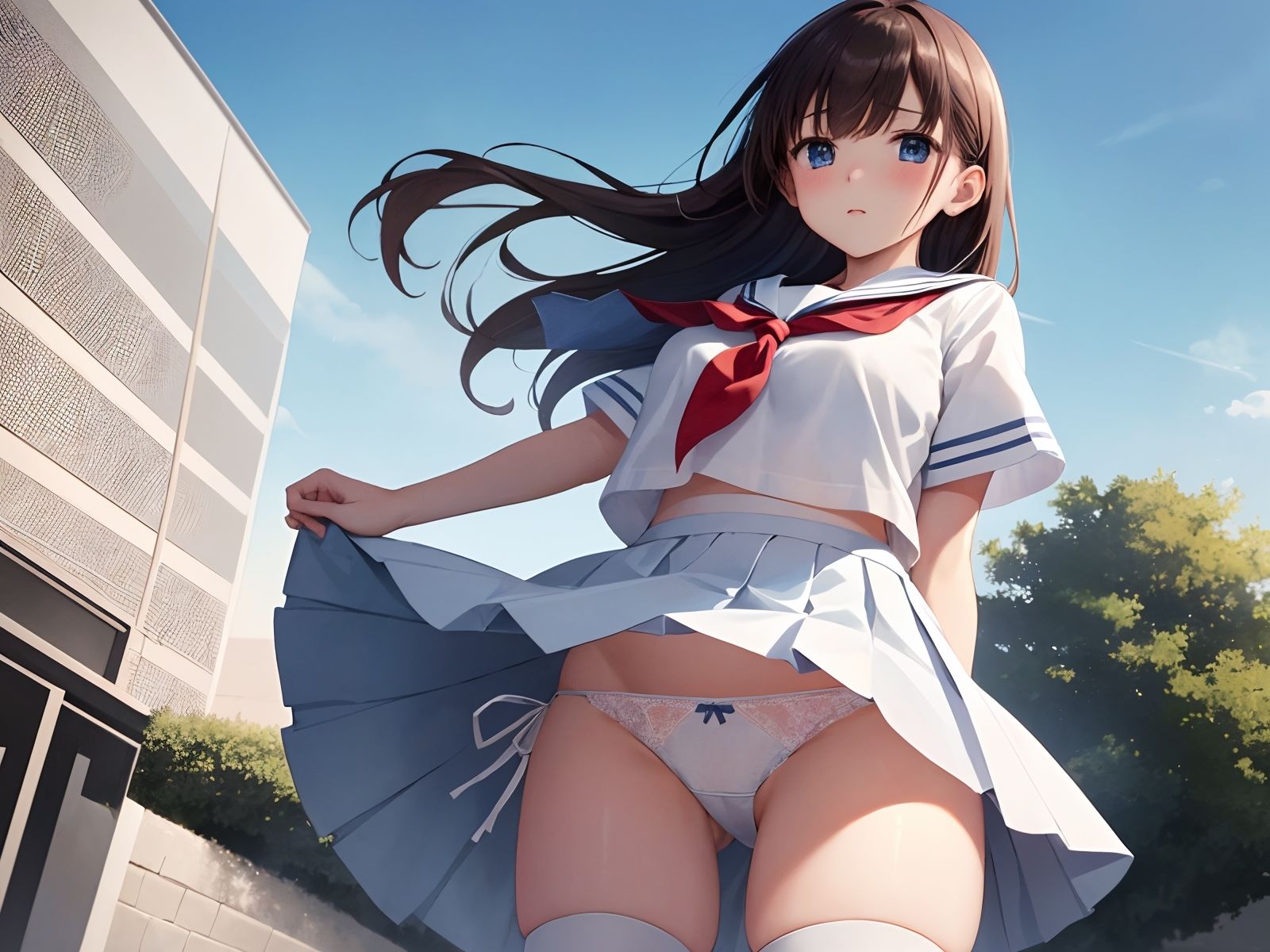 サンプル画像2:【パンチラAIイラスト】ドキドキのパンチラ集250枚〜パート（2）(ホワイトいらすと) [d_456986]