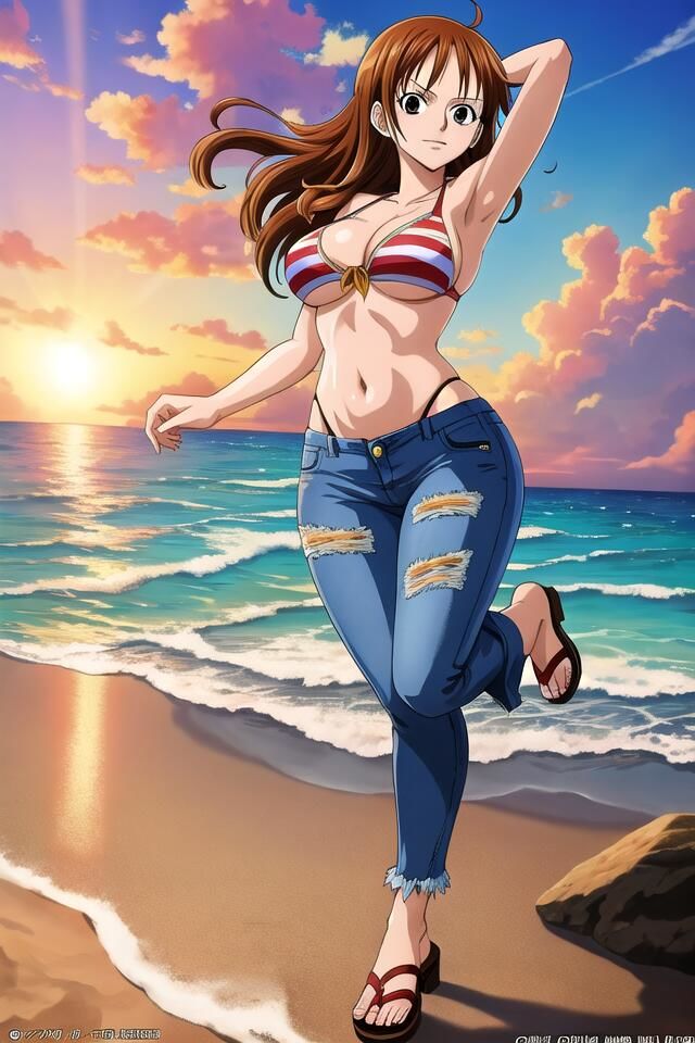 サンプル画像4:『ワンピ〇ス』の美しき航海士、ナ◎ちゃん(アイドル・マイスター) [d_457146]