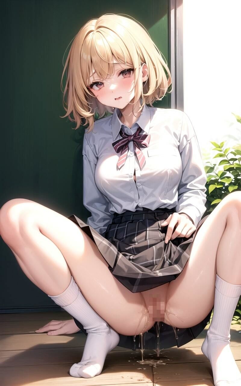 サンプル画像6:かわいい制服JKが我慢できずにいろんな場所で聖水をぶちまける！(妄想天国) [d_458275]