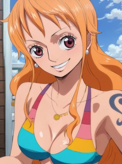 サンプル画像1:ワンピースのナミから送られてきた自撮り写真(自撮りサークル  イカスミ工房) [d_459304]