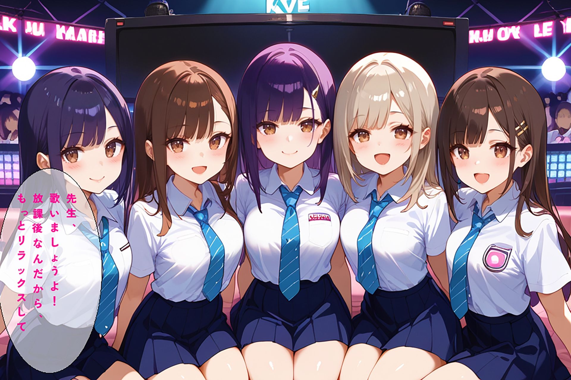 サンプル画像5:教え子たちの誘惑に教師としての理性が崩壊するカラオケボックスの夜(夜の快楽) [d_460013]