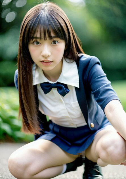 サンプル画像2:AI 女学生しゃがみパンチラ＆妊婦 193ページ(AI美女α) [d_460124]