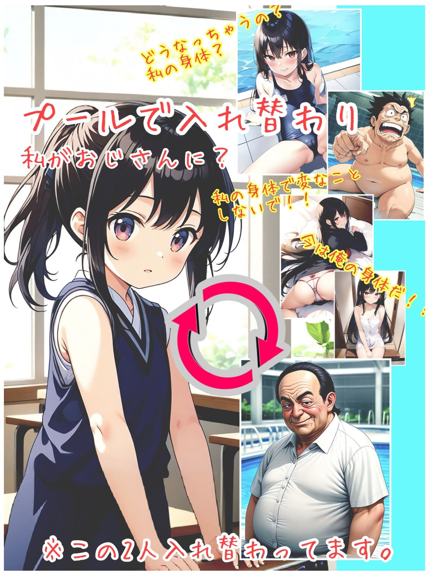 サンプル画像1:プールで入れ替わり 総集編(myo) [d_460207]