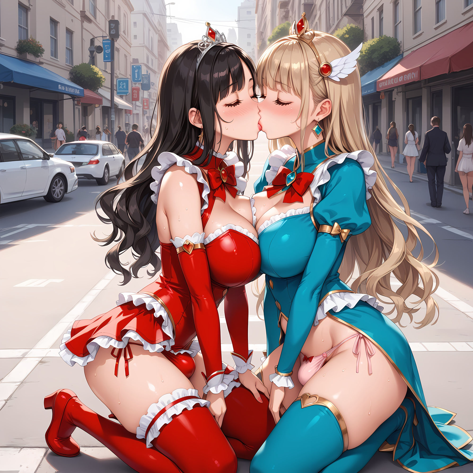 サンプル画像4:ふたなりママさん百合カップルが股間のモッコリを見せてくれるCG集(妄想サチュレーション) [d_461035]